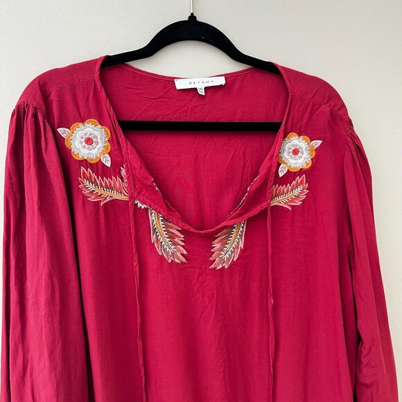 RETHM Red Embroidered Blouse Top Peasant Boho - 2X - Picture 2 of 8